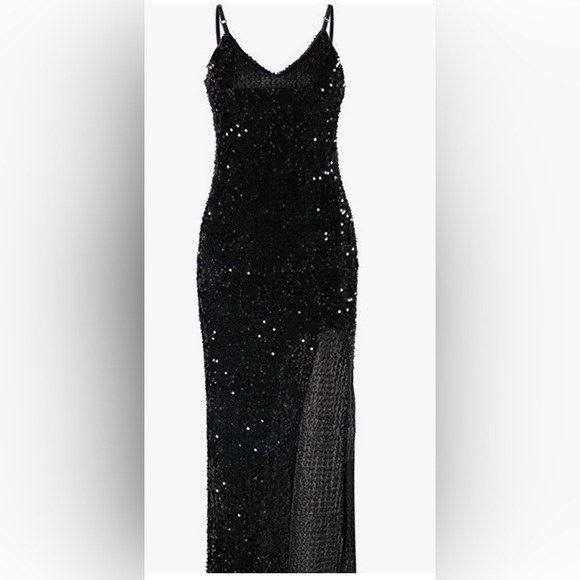 NWT BerryGo Women's Sexy V Neck Bodycon Sequin Gown
Evening Dress with Slit- - Picture 6 of 7